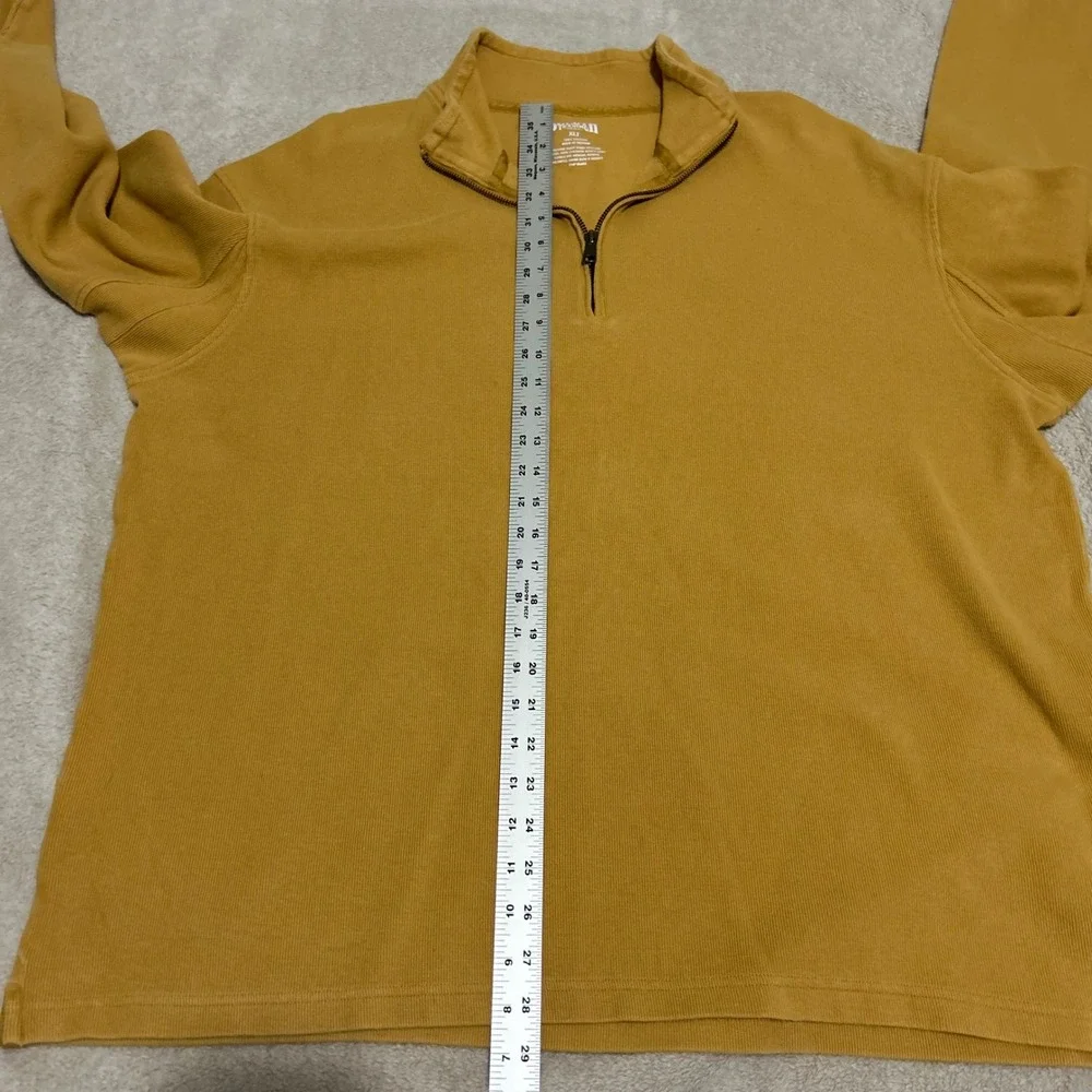 Duluth Trading Co Quarter Zip Pullover Mens XLT Mustard Yellow Ribbed Cotton